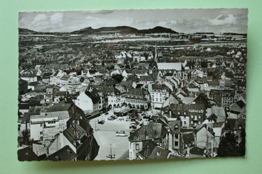 Postcard PC Mayen 1950s cars Houses Town architecture Rheinland Pfalz